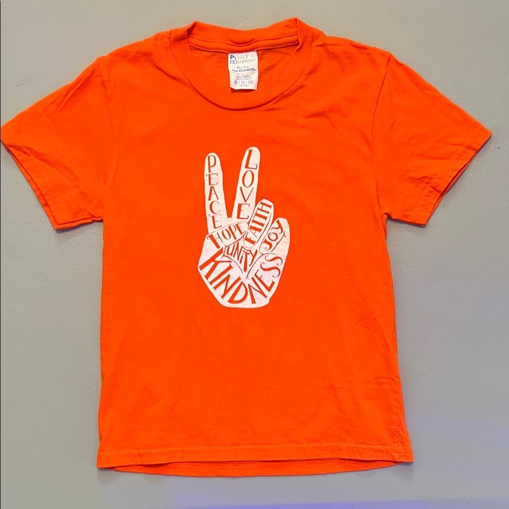 Orange Peace Sign Kids T-Shirt